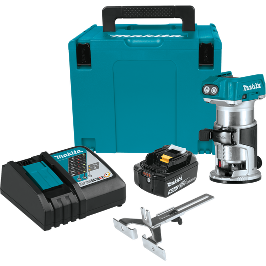 Makita XTR01T8J 18V LXT® Lithium‘Ion Brushless Cordless Compact Router Starter Kit (5.0Ah)