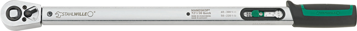 Stahlwille 50204030 721/30 QUICK Torque Wrench Standard Manoskop® With Fixed Ratchet