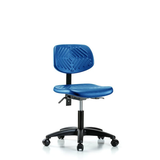 Blue Ridge Ergonomics PDHCH-RG-T0-A0-RC-BLU Polyurethane Chair - Desk Height with Casters in Blue Polyurethane