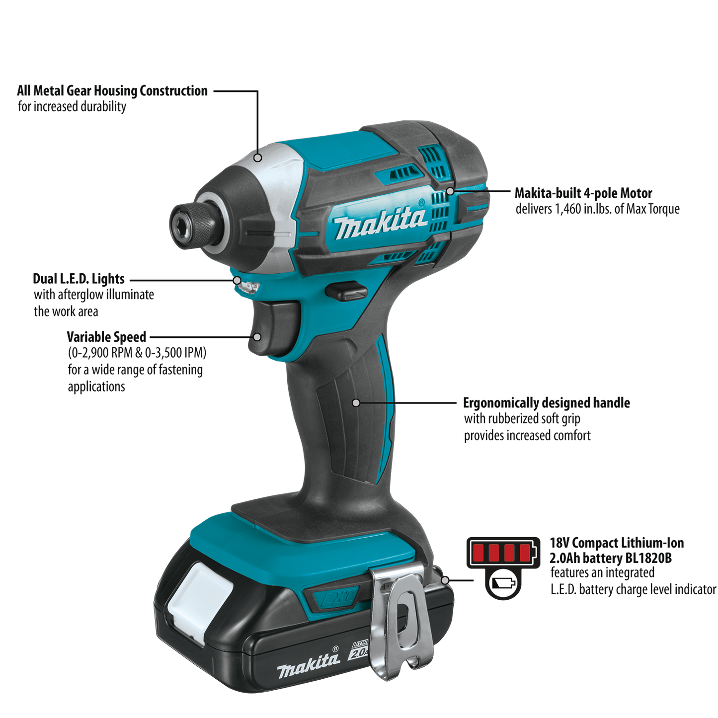 Makita XT262R 18V Lxt® Lithium Ion Compact Cordless 2 Pc. Combo Kit (2.0Ah)