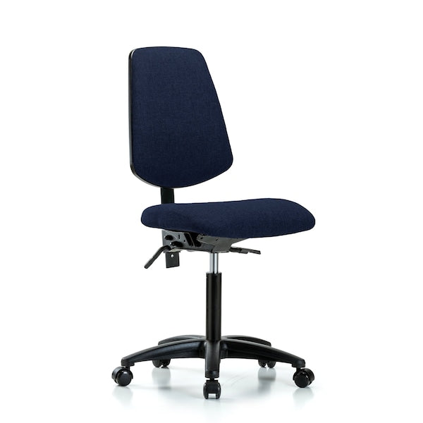 Blue Ridge Ergonomics FMBCH-MB-RG-T0-A0-NF-RC-F45 Rutledge Fabric Chair - Medium Bench Height with Medium Back & Casters in Navy Fabric
