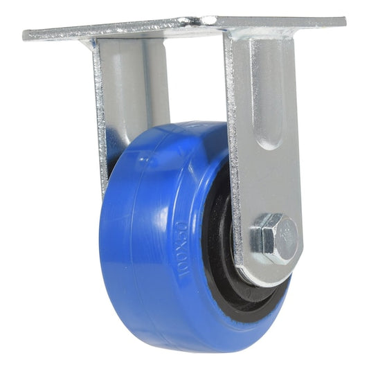 Vestil CST-BB-4X2ER-R Elastic Rubber Rigid Caster 4 In. Diameter x 2 In. Width 550 Lb. Capacity Blue/Black