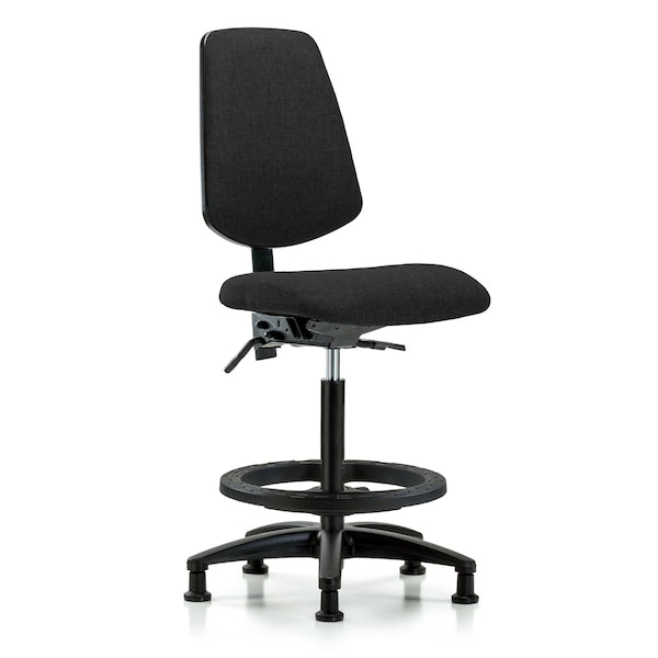 Blue Ridge Ergonomics FHBCH-RG-T0-A0-BF-RC-F42 Rutledge Fabric Chair - High Bench Height with Black Foot Ring & Casters in Black Fabric