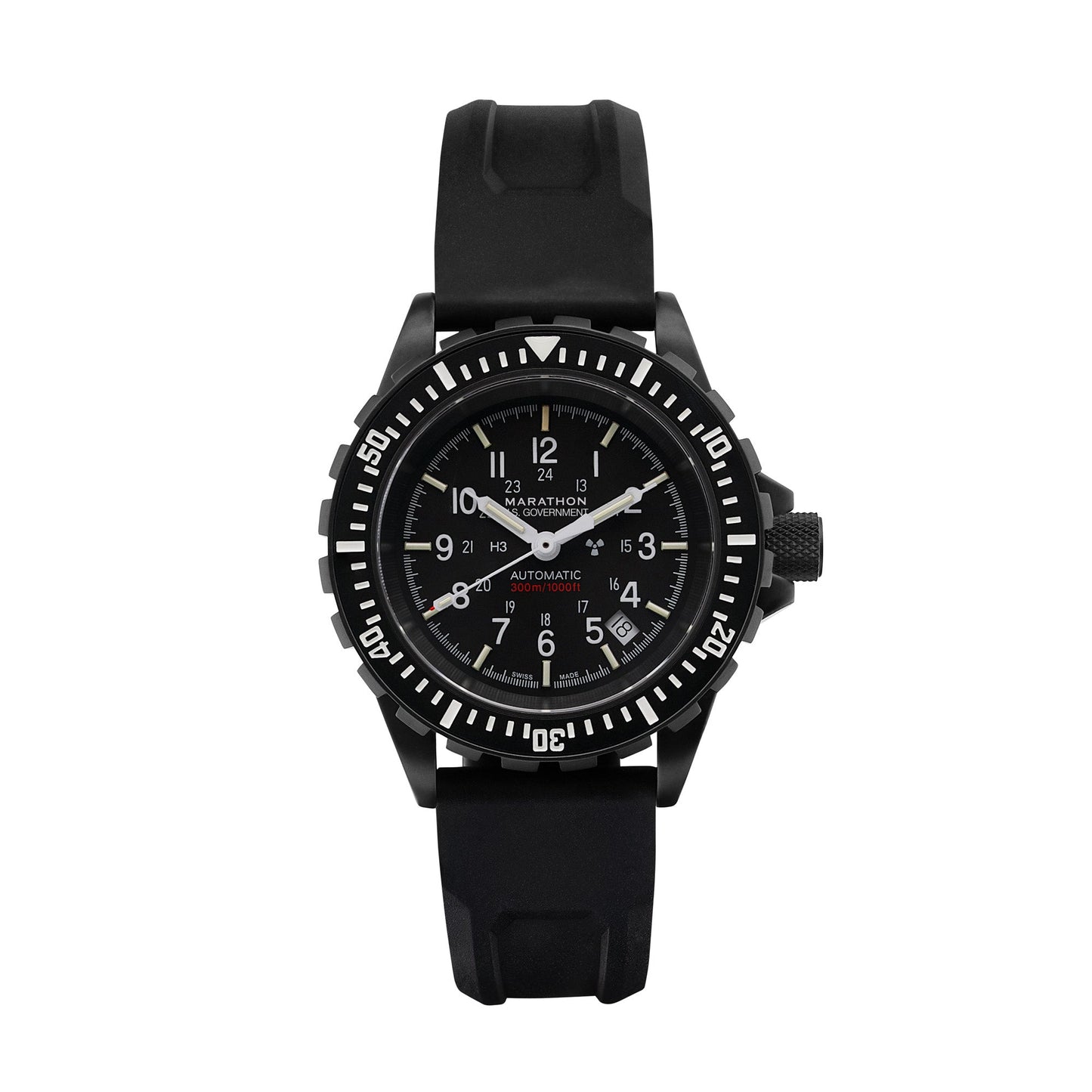 Marathon WW194006BK-0130 Anthracite Large Diver's Automatic (GSAR) - 41mm with 3 pcs Black Rubber Strap and Black Buckle