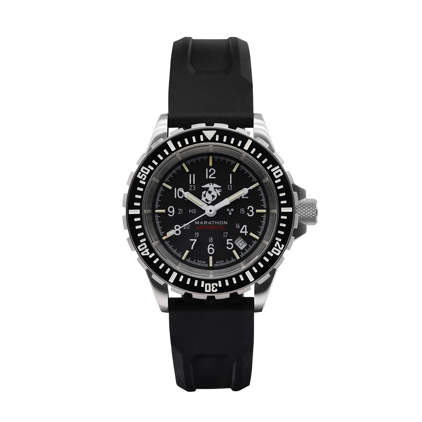 Marathon WW194006SS-0230 Large Diver's Automatic (GSAR) - 41mm - USMC with 3 pieces Black Rubber Strap