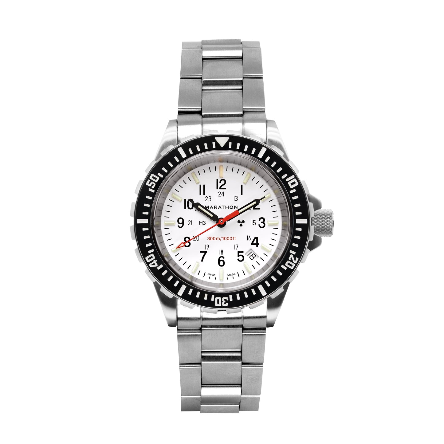 Marathon WW194007SS-0512 Arctic Edition Large Diver's Quartz (TSAR) - 41mm with Stainless Steel MA Bracelet