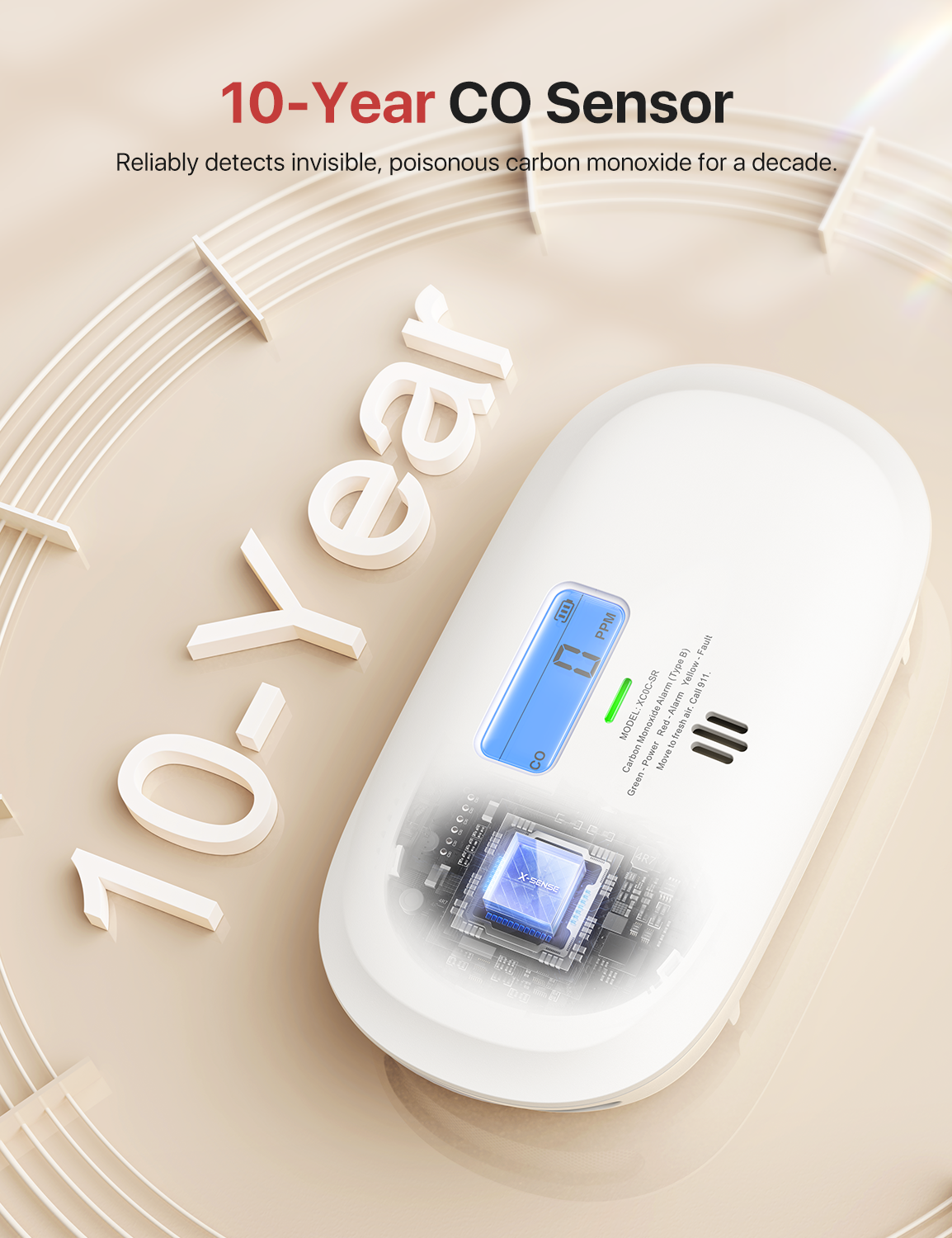 X-Sense XC0C-SR Standalone Carbon Monoxide Alarm - 1-Pack