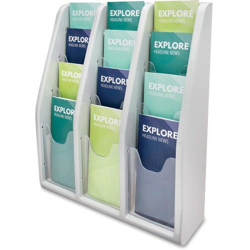 Deflecto DEF52809 Countertop/Wall Mount Literature Holder - 12 Pocket(S) - 19.8" Height X 15.8" Width X 5" Depth - Desktop, Wall Mountable - Gray - Plastic - 1Each