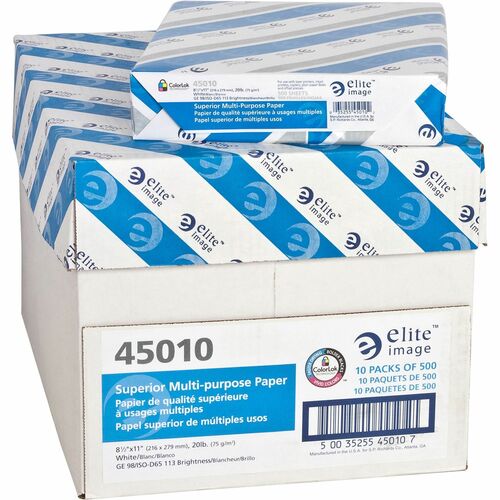 Elite Image ELI45010 Multipurpose Paper - Letter - 8.50" X 11" - 20 Lb Basis Weight - 98 Brightness - 5000 / Carton - White