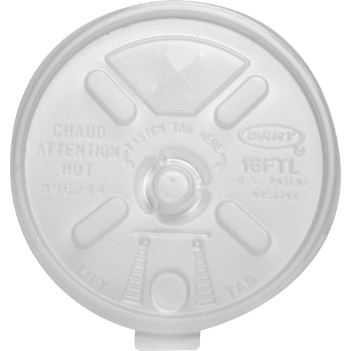 Dart DCC16FTLS 12-24 oz Foam Cup Straw-Slotted Lid with Lift n' Lock