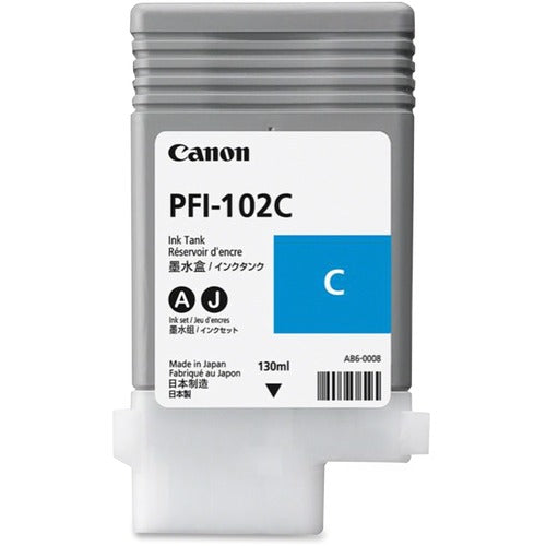 Canon CNM0896B001AA PFI-102C Original Inkjet Ink Cartridge - Cyan - 1 Each