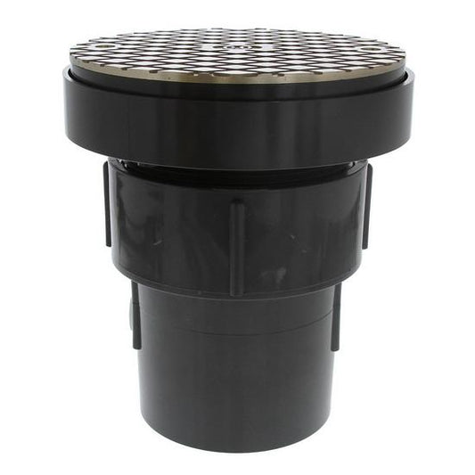 Jones Stephens C59104 3” x 4” LevelBest® Complete Pipe Fit Cleanout System with 3-1/2” Plastic Spud and 6” Nickel Bronze Cover