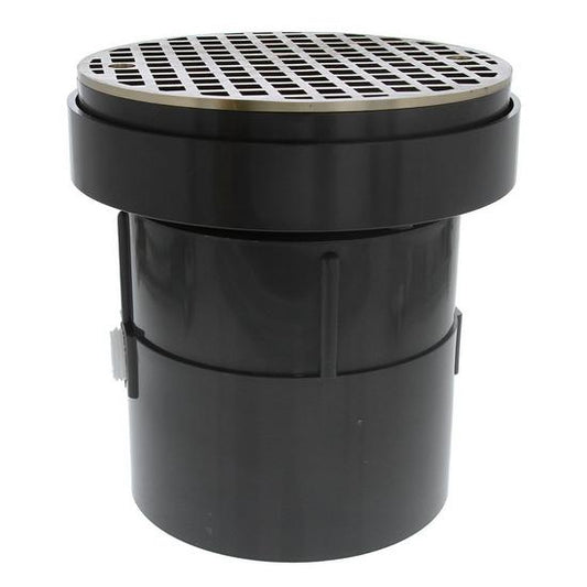 Jones Stephens D50488 4” LevelBest® Complete Pipe Fit Drain System with 3-1/2" Plastic Spud and 6” Nickel Bronze Strainer