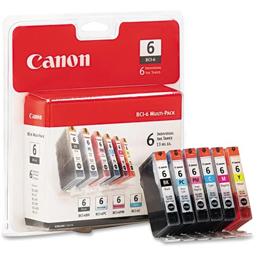 Canon CNM4705A018 BCI-6 Original Inkjet Ink Cartridge - Black, Cyan, Magenta, Yellow, Light Cyan, Light Magenta - 1 Each