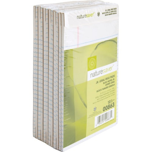 Nature Saver NAT00863 100% Recycled White Jr. Rule Legal Pads - Jr.Legal