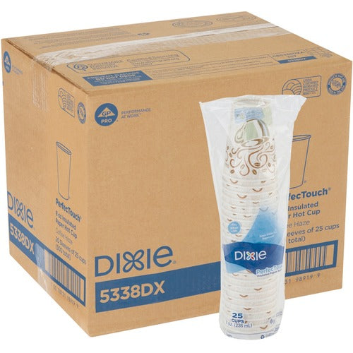 Dixie DXE5338DXCT PerfecTouch 8 oz Insulated Paper Hot Coffee Cups by GP Pro