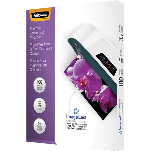 Fellowes FEL52454 Glossy Pouches - 3 Mil, Letter, 100 Pack - Sheet Size Supported: Letter - Laminating Pouch/Sheet Size: 9" Width X 11.50" Length X 3 Mil Thickness - Type G - Glossy - For Document, Photo, Menu - Durable - Clear