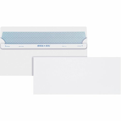 Quality Park QUA67218 Reveal-N-Seal Envelope - Security - #10 - 9.50" Width X 4.13" Length - 24 Lb - 500 / Box - White