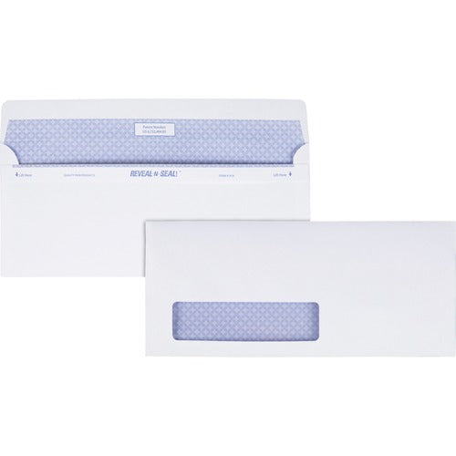 Quality Park QUA67418 Reveal-N-Seal Window Envelope - Single Window - #10 - 9.50" Width X 4.13" Length - 24 Lb - 500 / Box - White