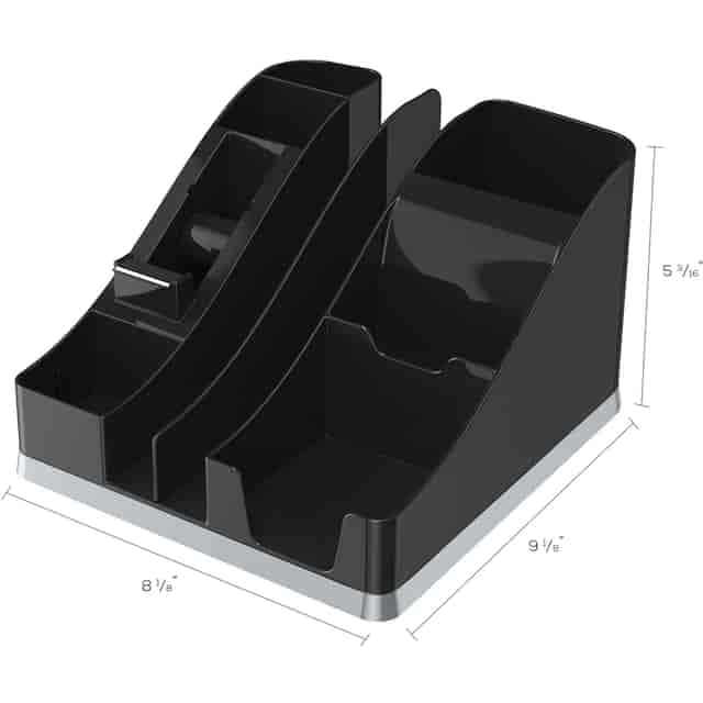 Deflecto DEF35172 Silouettes All-In-One Caddy - 6 Compartment(S) - 5.2" Height X 8.1" Width X 9.1" Depth - Desktop - Silver - 1Each