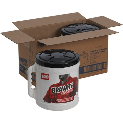 Brawny® Professional GPC20040 D400 Disposable Cleaning Towels With Bucket