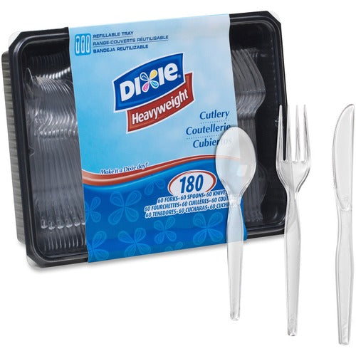 Dixie DXECH0180DX7 Heavyweight Disposable Forks, Knives & Teaspoons Keeper Pack Grab-N-Go by GP Pro