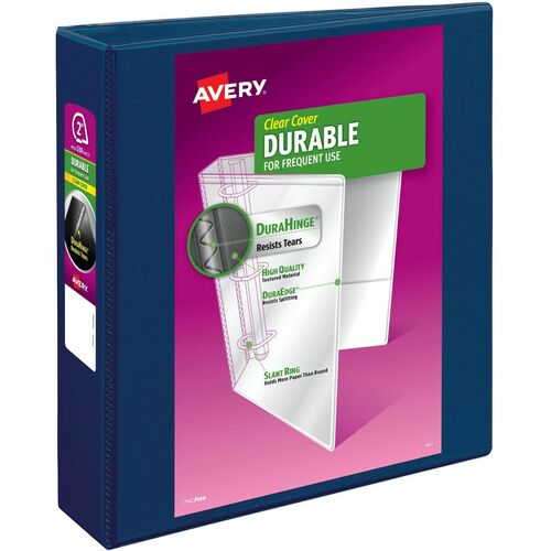 Avery® AVE17034 Presentation Binder - 2" Binder Capacity - Letter - 8 1/2" X 11" Sheet Size - 500 Sheet Capacity - Round Ring Fastener - 2 Internal Pocket(S) - Navy Blue - Recycled - 1 Each