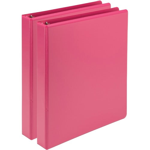 Samsill SAMU86376 Presentation View Binder - 1" Binder Capacity - Letter - 8 1/2" X 11" Sheet Size - 225 Sheet Capacity - 3 X Round Ring Fastener(S) - 2 Internal Pocket(S) - Vinyl, Chipboard - Hot Pink - Recycled - 2 / Pack