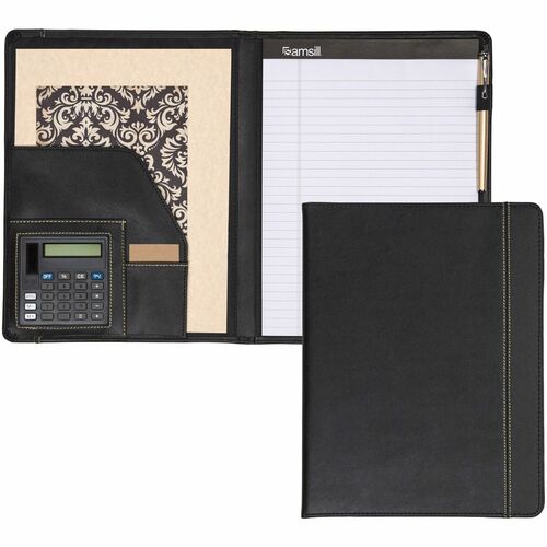 Samsill SAM71220 Professional Slimline Pad Holder - Letter - 8 1/2" X 11" Sheet Size - 2 Internal Pocket(S) - Vinyl - Black - 1 Each