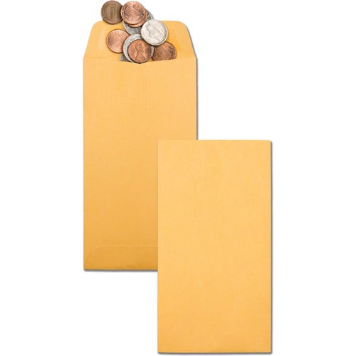 Quality Park QUA50762 Coin/Small Parts Envelope - Coin - #7 - 6.50" Width X 3.50" Length - 28 Lb - Gummed - Kraft - 500 / Box - Brown Kraft