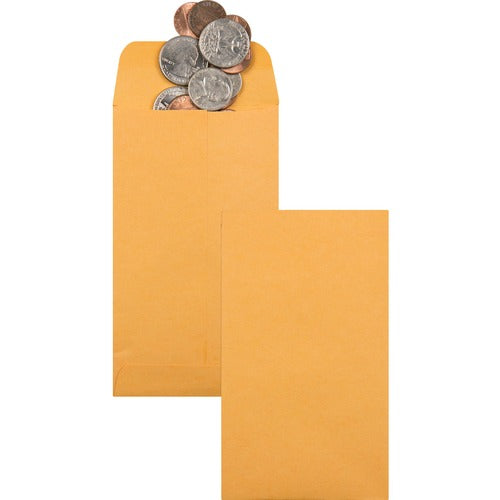 Quality Park QUA50562 Coin/Small Parts Envelope - Coin - #5-1/2 - 5.50" Width X 3.12" Length - 28 Lb - Gummed - Kraft - 500 / Box - Brown Kraft