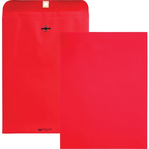 Quality Park QUA38734 Fashion Color Clasp Envelope - Clasp - #90 - 9" Width X 12" Length - 28 Lb - Clasp - Paper - 10 / Pack - Red