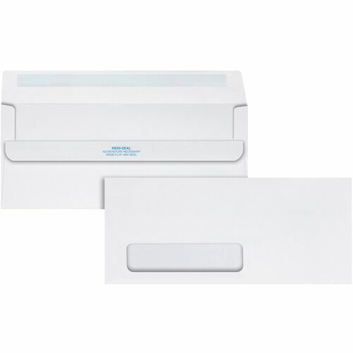 Quality Park QUA21318 Redi-Seal Single Window Envelope - Single Window - #10 - 9.50" Width X 4.13" Length - 24 Lb - Self-Sealing - Wove - 500 / Box - White
