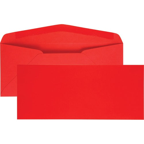 Quality Park QUA11134 No. 10 Bright Red Business Envelopes - Business - #10 - 9.50" Width X 4.13" Length - 60 Lb - Gummed - 25 / Pack - Red