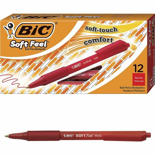 BIC BICSCSM11RD SoftFeel Retractable Ball Pens