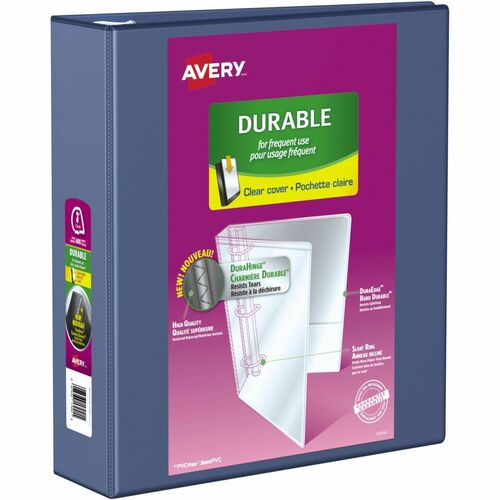 Avery® AVE17044 Durable View Ring Binder - 3" Binder Capacity - Letter - 8 1/2" X 11" Sheet Size - 600 Sheet Capacity - Ring Fastener - 4 Internal Pocket(S) - Vinyl - Blue - Recycled - 1 Each