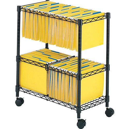 Safco SAF5278BL 2-Tier Rolling File Cart - 300 Lb Capacity - 4 Casters - Steel - 25.8" Width X 14" Depth X 29.8" Height - Black