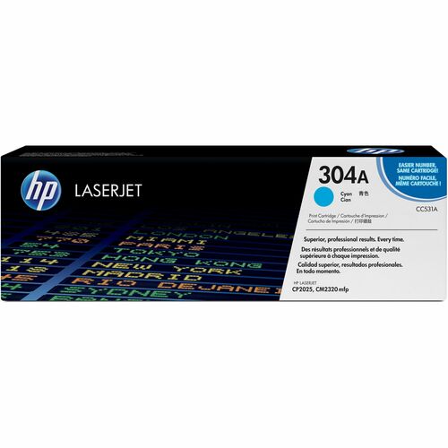 HP HEWCC531A 304A (CC531A) Original Standard Yield Laser Toner Cartridge - Single Pack - Cyan - 1 Each