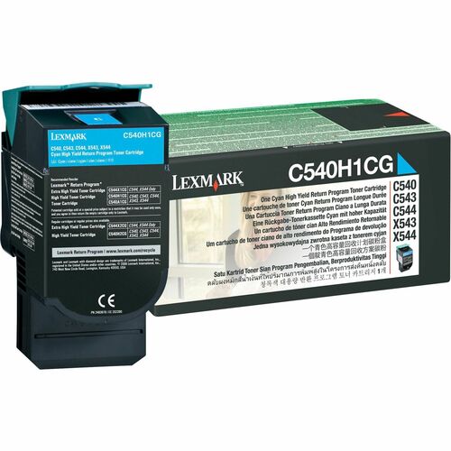 Lexmark LEXC540H1CG Return High Capacity Cyan Toner Cartridge - Laser - 2000 Page - 1 Each