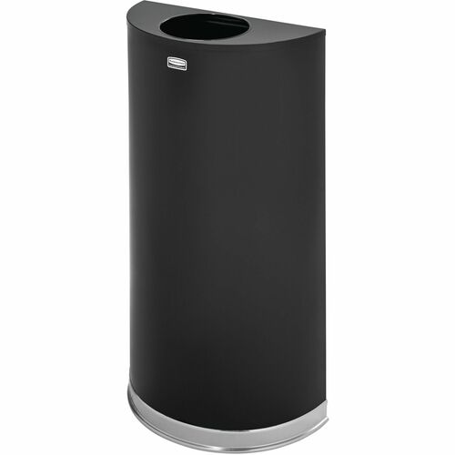 Rubbermaid Commercial RCPSO1220PLBK 12 Gallon Half Round Steel Receptacle