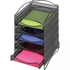 Safco SAF9432BL 5 Drawer Mesh Desktop Organizer - Compartment Size 1.75" X 9.50" X 12.25" - 15.3" Height X 10.3" Width X 12.8" Depth - Desktop - Black - Steel - 1Each