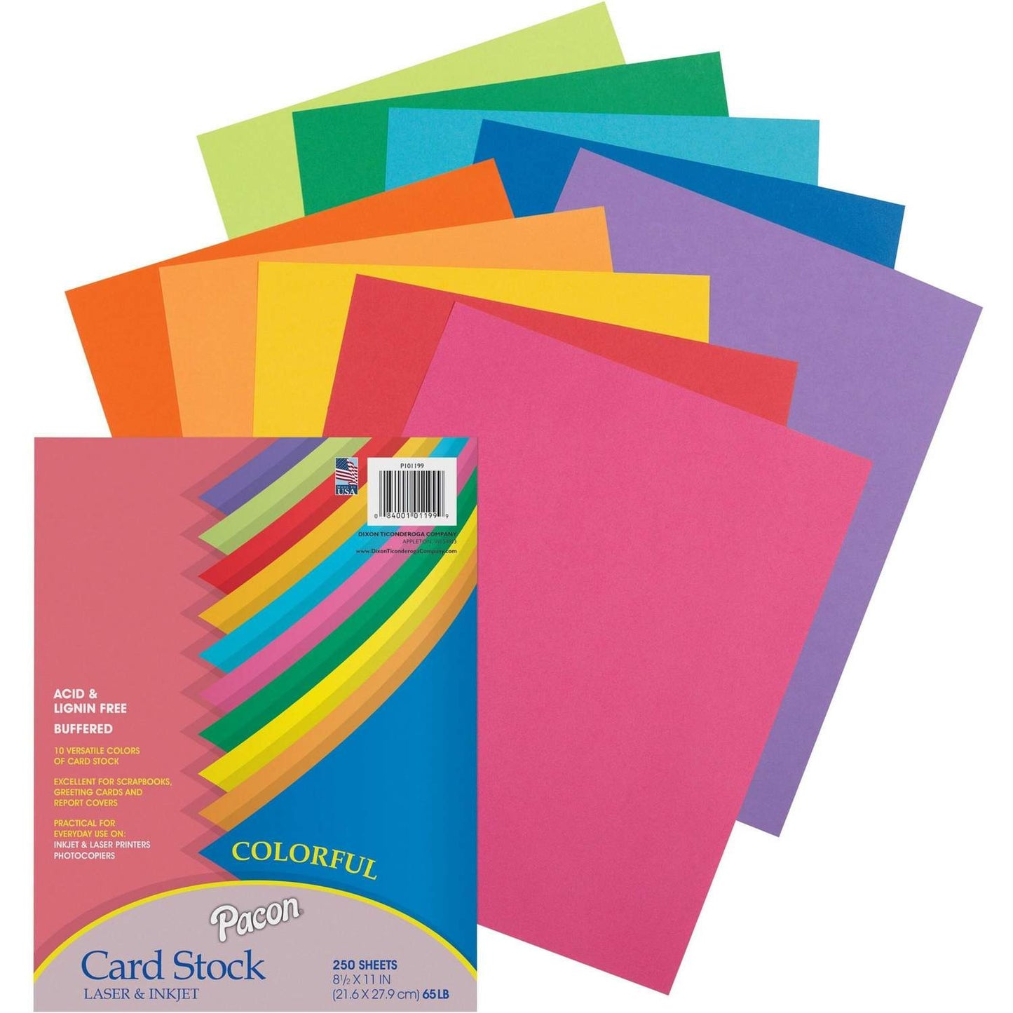 Pacon PAC101199 Array Printable Multipurpose Card - Letter - 8.50" X 11" - 65 Lb Basis Weight - 100% Recycled Content - 250 / Pack - Assorted