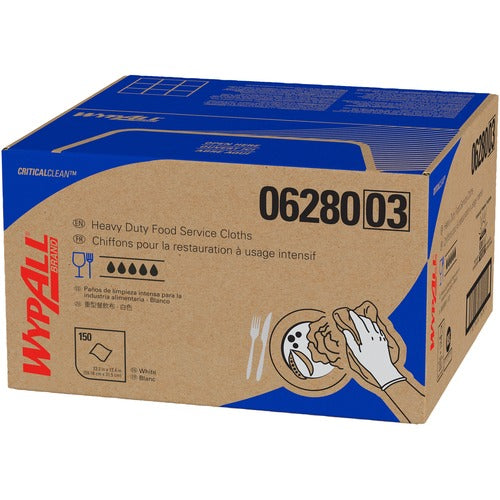 Wypall KCC06280 Critical Clean Ultra Duty Foodservice Cloths with Anti-Microbial Treatment