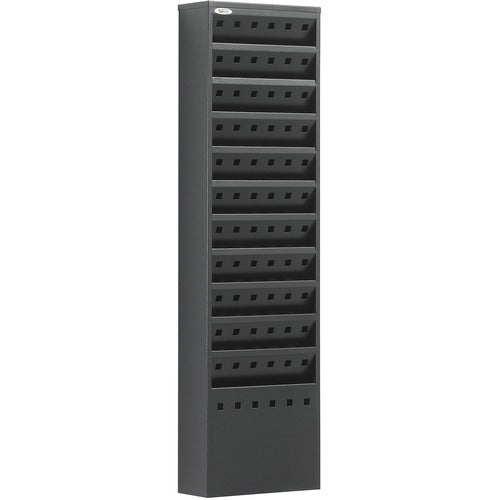 Safco SAF4321BL Magazine Rack - 11 Pocket(S) - 36.3" Height X 10" Width X 4" Depth - Floor, Wall Mountable - Black - Steel - 1Each