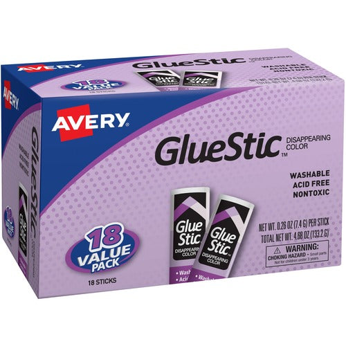 Avery® AVE98079 Permenent Glue Stick - 0.260 Oz - 18 / Pack - Purple