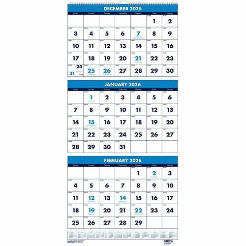 House of Doolittle HOD3640 Three-month Vertical Wall Calendar