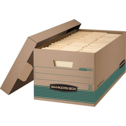 Bankers Box FEL1270101 Recycled Stor/File-Letter-Internal Dimensions:12" Width X 24" Depth X 10" Height-External Dimensions:12.9" Width X 25.4" Depth X 10.3" Height-Media Size Supported:Letter-Lift-Off Closure-Medium Duty-Stackable-Kraft,Green