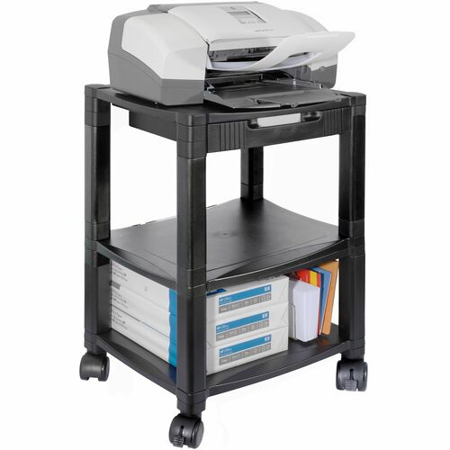 Kantek KTKPS540 3-Shelf Mobile Height-Adjustable Printer/Fax Stand with Organizing Drawer