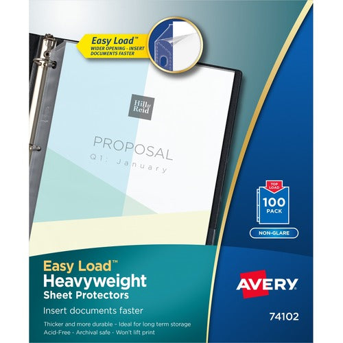 Avery® AVE74102 Top Loading Sheet Protector - 10 X Sheet Capacity - For Letter 8.50" X 11" Sheet - Clear - Polypropylene - 100 / Box