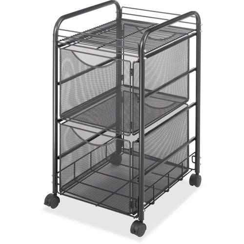 Safco SAF5212BL Onyx Double Mesh Mobile File Cart - 2 Shelf - 2 Drawer - 4 Casters - 1.50" Caster Size - 15.8" Width X 17" Depth X 27" Height - Black Steel Frame - Black